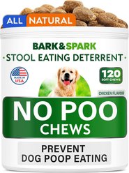 Bark&Spark No Poo & Coprophagia Stool Eating Deterrent Probiotics & Enzymes Chew Supplement for Dogs, 120 count