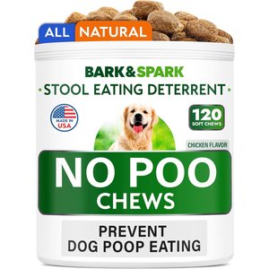 Bark&Spark No Poo & Coprophagia Stool Eating Deterrent Probiotics & Enzymes Chew Supplement for Dogs, 120 count