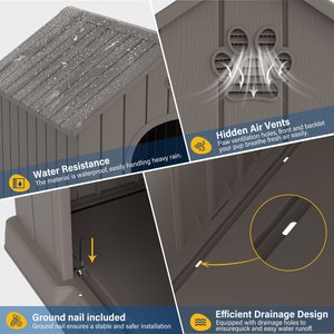 KAMABOKO Indoor & Outdoor Dog House, Large, Dark Grey