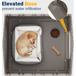 KAMABOKO Indoor & Outdoor Dog House, Large, Dark Grey