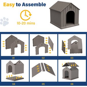KAMABOKO Indoor & Outdoor Dog House, Large, Dark Grey
