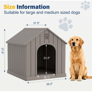 KAMABOKO Indoor & Outdoor Dog House, Large, Dark Grey