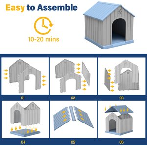 KAMABOKO Indoor & Outdoor Dog House, Large, Grey