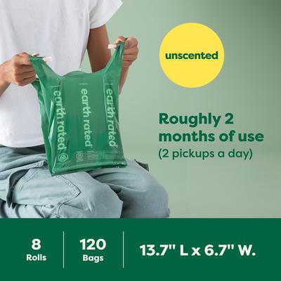 Show full view: Earth Rated Dog & Cat Waste Removal Bags with Handle, Unscented, 120 count slide 8 of 9