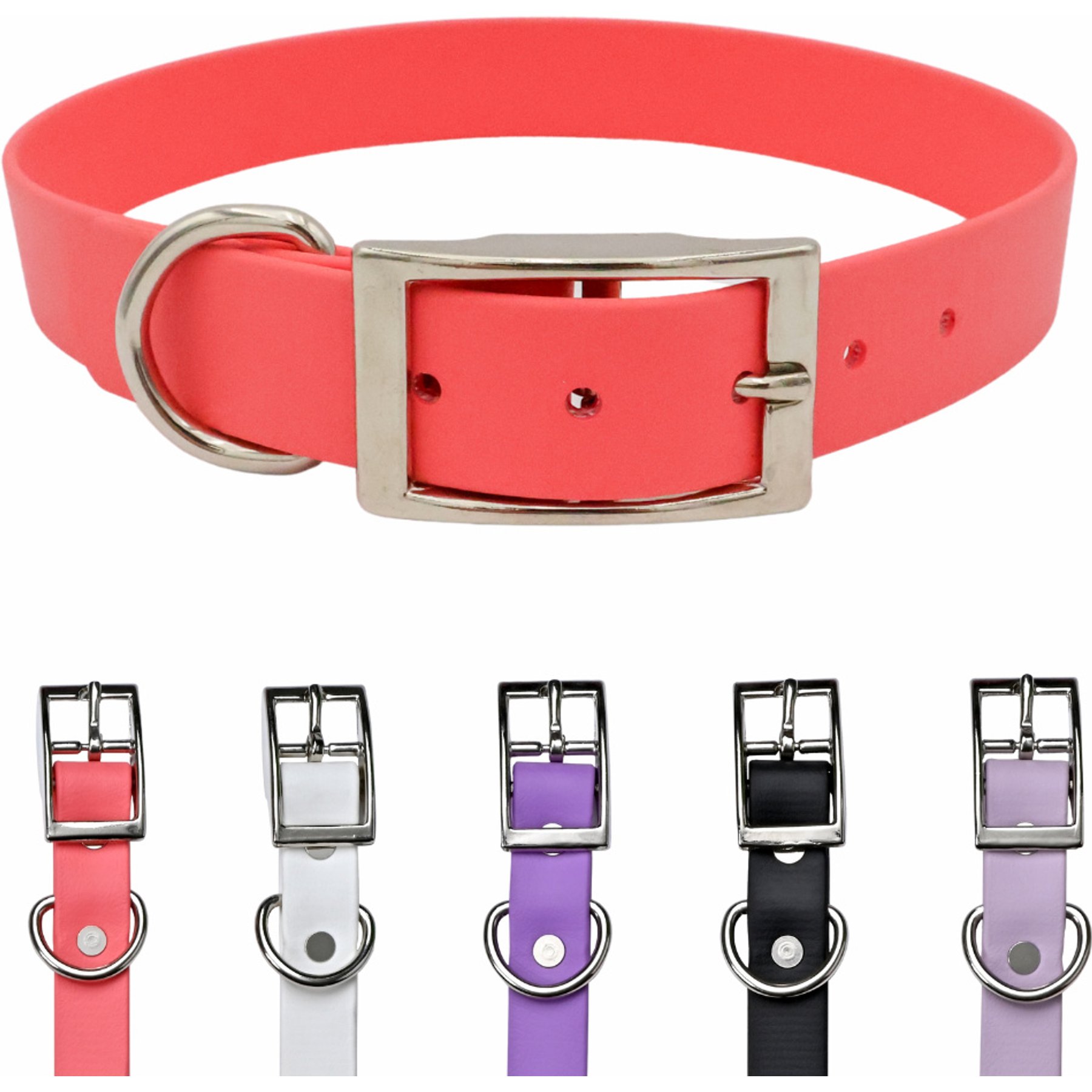 Tailr Premium BioThane Waterproof Dog Collar, Coral, Extra Large: 18 to 21-in neck, 1-in wide