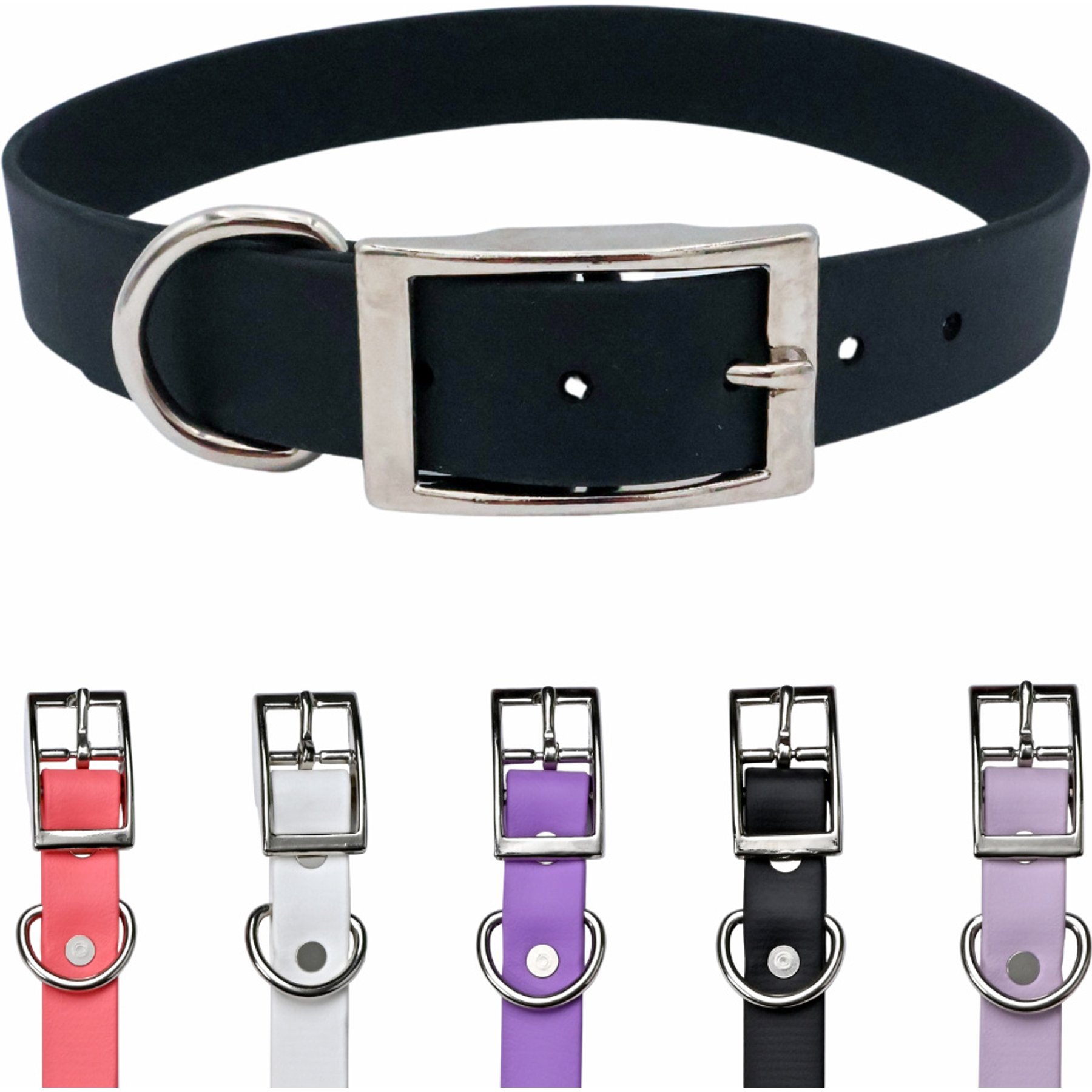Tailr Premium BioThane Waterproof Dog Collar, Black, Extra Large: 18 to 21-in neck, 1-in wide