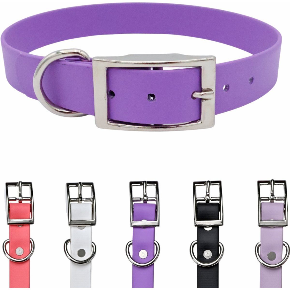 Tailr Premium BioThane Waterproof Dog Collar, Bright Lavender, Extra Large: 18 to 21-in neck, 1-in wide