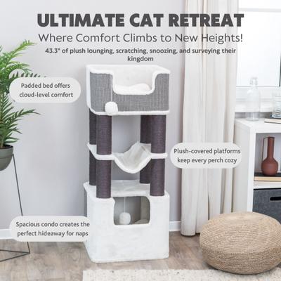 Show full view: TRIXIE Lucano 43.5-in Plush Cat Tree, Cream/Gray slide 2 of 9