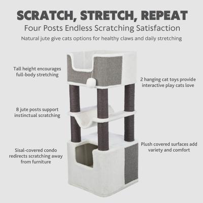 Show full view: TRIXIE Lucano 43.5-in Plush Cat Tree, Cream/Gray slide 3 of 9