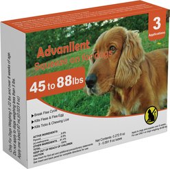 Advanllent Flea & Tick Spot Treatment for Dogs, 45-88 lbs, 3 Doses (3-mos supply)
