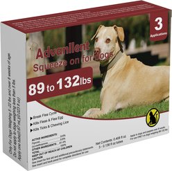 Advanllent Flea & Tick Spot Treatment for Dogs, 89-132 lbs, 3 Doses (3-mos supply)