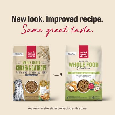 Show full view: The Honest Kitchen Human Grade Food Clusters Whole Grain Chicken & Oat Recipe Dog Food, 10-lb bag slide 4 of 12
