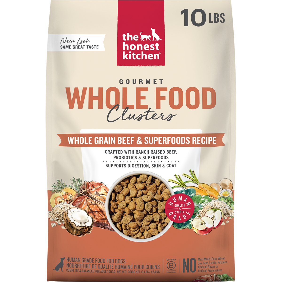 The Honest Kitchen Human Grade Whole Food Clusters Whole Grain Beef & Oat Dry Dog Food, 10-lb bag