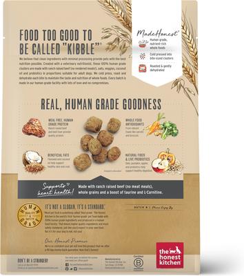 Show full view: The Honest Kitchen Human Grade Whole Food Clusters Whole Grain Beef & Oat Dry Dog Food, 1-lb bag slide 3 of 11