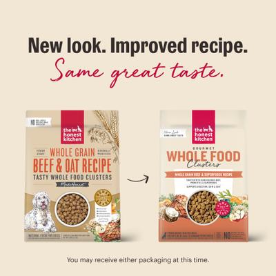 Show full view: The Honest Kitchen Human Grade Grain-Free Beef Whole Food Clusters Dry Dog Food, 5-lb bag slide 5 of 13