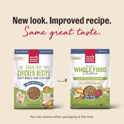 Show full view: The Honest Kitchen Human Grade Whole Food Clusters Chicken Recipe Small Breed Grain-Free Dog Food, 10-lb bag slide 4 of 13