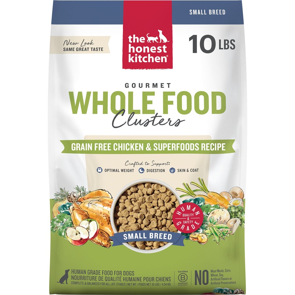 The Honest Kitchen Human Grade Whole Food Clusters Chicken Recipe Small Breed Grain-Free Dog Food, 10-lb bag