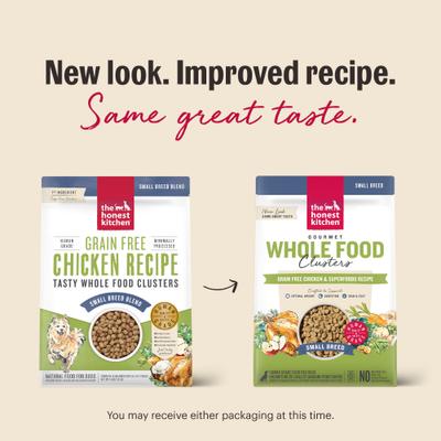 Show full view: The Honest Kitchen Human Grade Whole Food Clusters Chicken Recipe Small Breed Grain-Free Dog Food, 1-lb bag slide 5 of 13