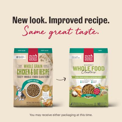 Show full view: The Honest Kitchen Human Grade Food Clusters Whole Grain Chicken & Oat Recipe Puppy Blend Dog Food, 20-lb bag slide 4 of 12