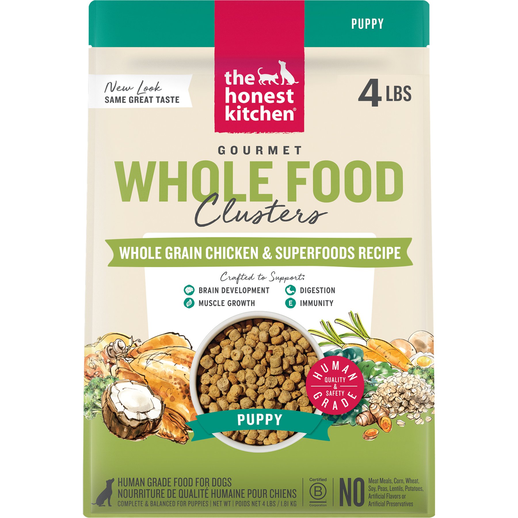 The Honest Kitchen Food Clusters Whole Grain Chicken & Oat Recipe Puppy Blend Dog Food, 8-lb bundle