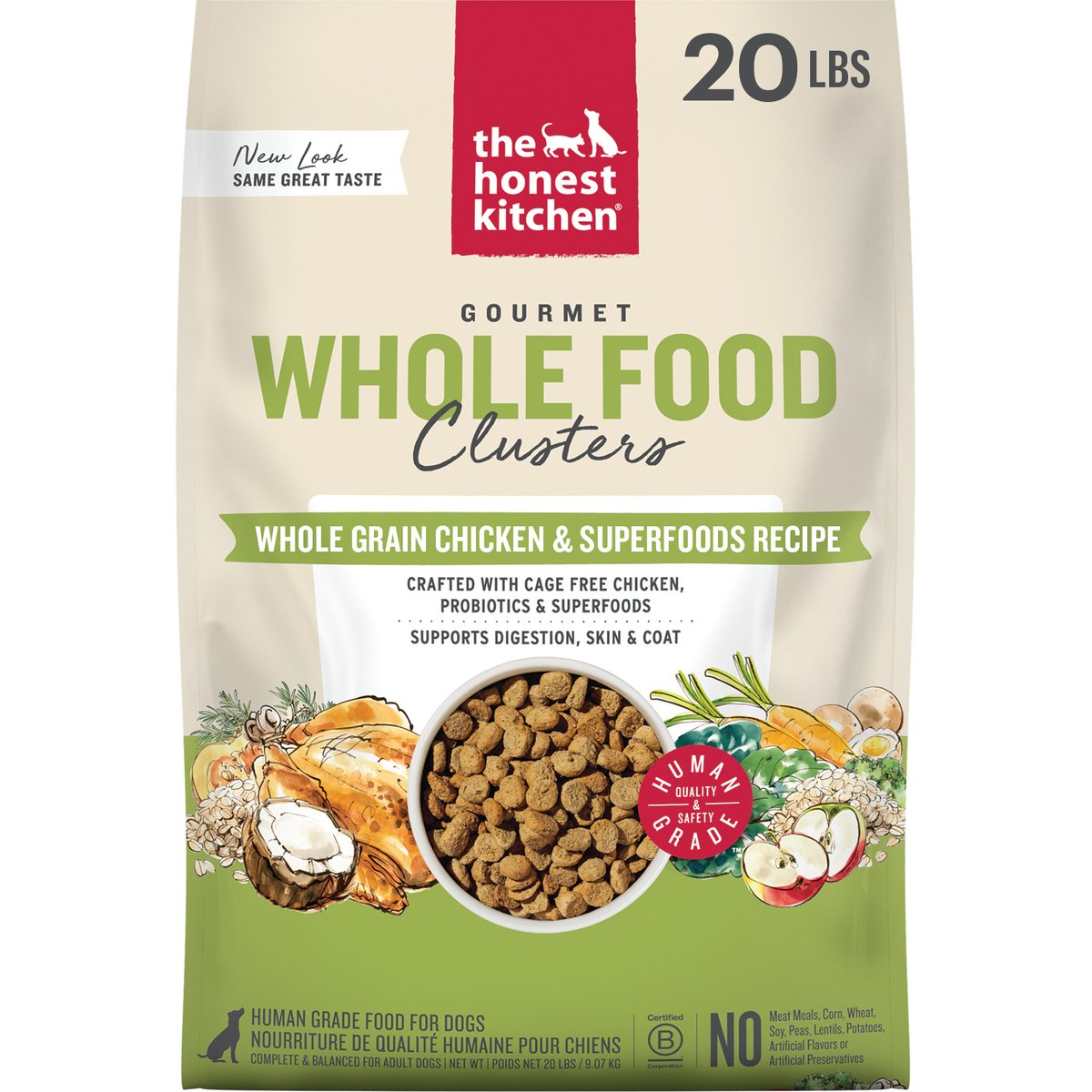 The Honest Kitchen Human Grade Food Clusters Whole Grain Chicken & Oat Recipe Dog Food, 20-lb bag