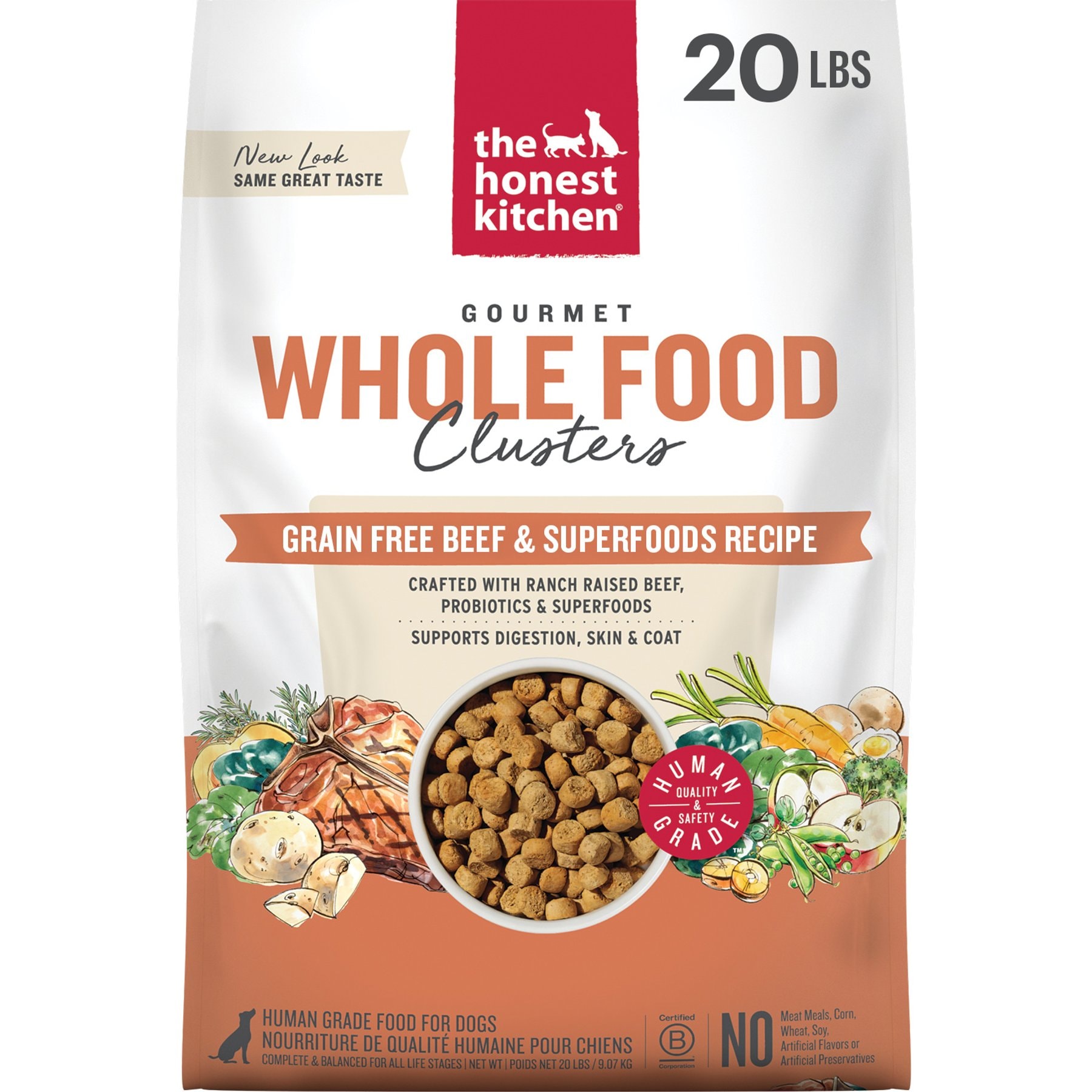 The Honest Kitchen The Honest Kitchen Human Grade Grain-Free Beef Whole Food Clusters Dry Dog Food, 20-lb bag