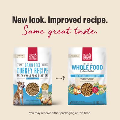 Show full view: The Honest Kitchen Human Grade Grain-Free Turkey Whole Food Clusters Dry Dog Food, 20-lb bag slide 4 of 13