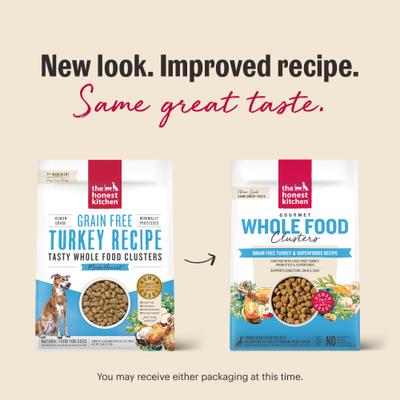 Show full view: The Honest Kitchen Human Grade Grain-Free Turkey Whole Food Clusters Dry Dog Food, 1-lb bag slide 4 of 13