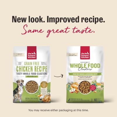 Show full view: The Honest Kitchen Human Grade Grain-Free Chicken Whole Food Clusters Dry Dog Food, 20-lb bag slide 4 of 13