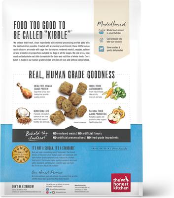 Show full view: The Honest Kitchen Human Grade Grain-Free Turkey Whole Food Clusters Dry Dog Food, 1-lb bag slide 3 of 13