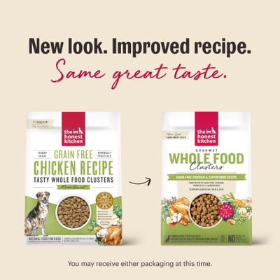Show full view: The Honest Kitchen Human Grade Grain-Free Chicken Whole Food Clusters Dry Dog Food, 5-lb bag slide 5 of 13