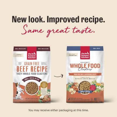 Show full view: The Honest Kitchen Human Grade Whole Food Clusters Small Breed Grain-Free Beef Dry Dog Food, 10-lb bag slide 4 of 11