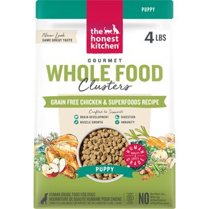 The Honest Kitchen Human Grade Whole Food Clusters Chicken Recipe Puppy Blend Grain-Free Dehydrated Dog Food, 4-lb bag