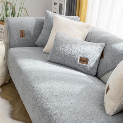 Show full view: FunnyFuzzy Faux Sherpa Fleece Dog Couch Cover Protector, Grey, 35.4 x 63-in slide 2 of 7