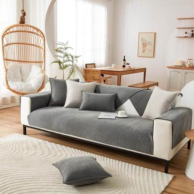 Show full view: FunnyFuzzy Herringbone Chenille Dog Couch Cover, Grey, 35.4 x 82.7-in slide 2 of 6