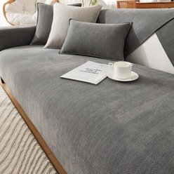FunnyFuzzy Herringbone Chenille Dog Couch Cover, Grey, 35.4 x 63-in