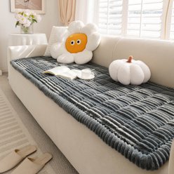 FunnyFuzzy Soft Flannel Breathable Sofa Seat Pad, 35.4 x 63-in, Grey
