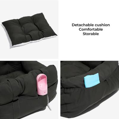 Show full view: FunnyFuzzy Portable Leisure Outing Car Double Seat Travel Dog Bed, Blue Stripe slide 7 of 9