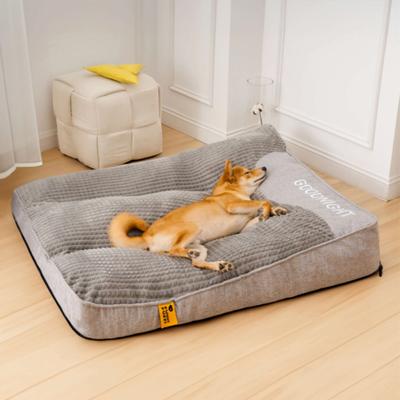 Show full view: FunnyFuzzy Scratch-Resistant Orthopedic Dog Cushion Bed, XXX-Large, Grey slide 2 of 7