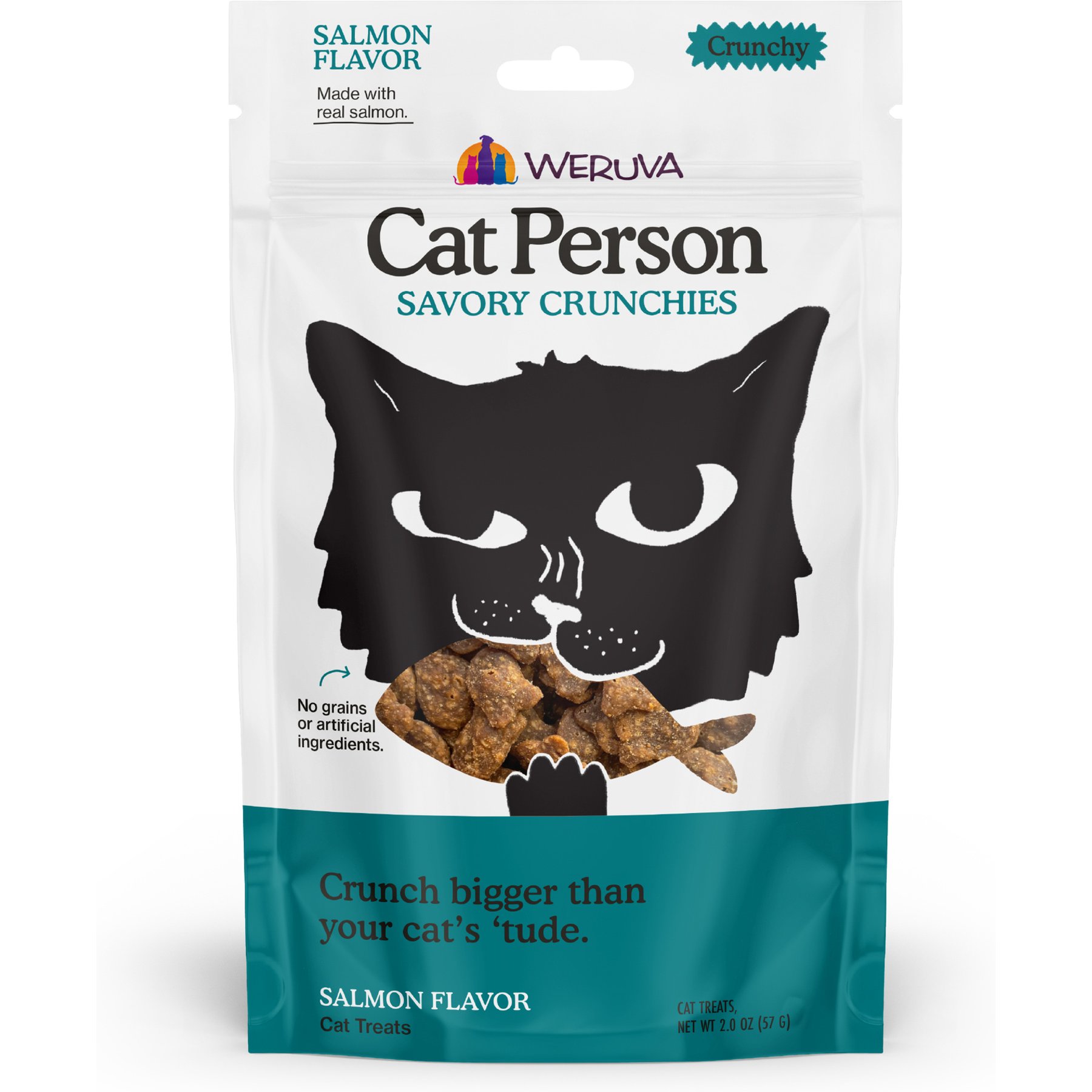 Cat Person by Weruva Savory Salmon Grain-Free Crunchy Cat Treats, 2-oz bag
