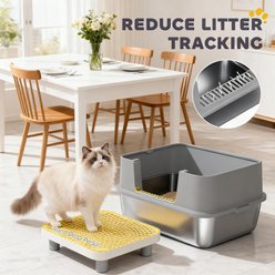 Zeus & Ruta High Sided Metal & Stainless Steel Cat Litter Box with Scoop, Grey slide 2 of 7