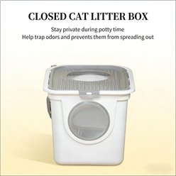 Zeus & Ruta Cat Litter Box with Top Exit, Scoop & Pull-Out Tray, White slide 2 of 6