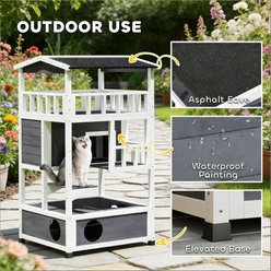 Zeus & Ruta Wooden Outdoor Cat House with Removable Middle Board, Black & White slide 2 of 6