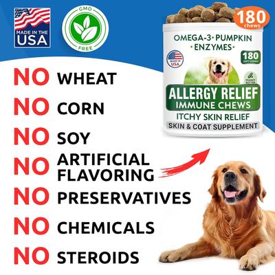 Show full view: Bark&Spark Allergy Relief & Anti Itch Relief with Omega 3 Skin & Coat Fish Oil Chew Supplement for Dogs, 180 count slide 9 of 10