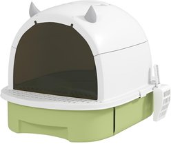 Zeus & Ruta Cat Litter Box with Lid, Scoop & Deodorizing Bags, Green
