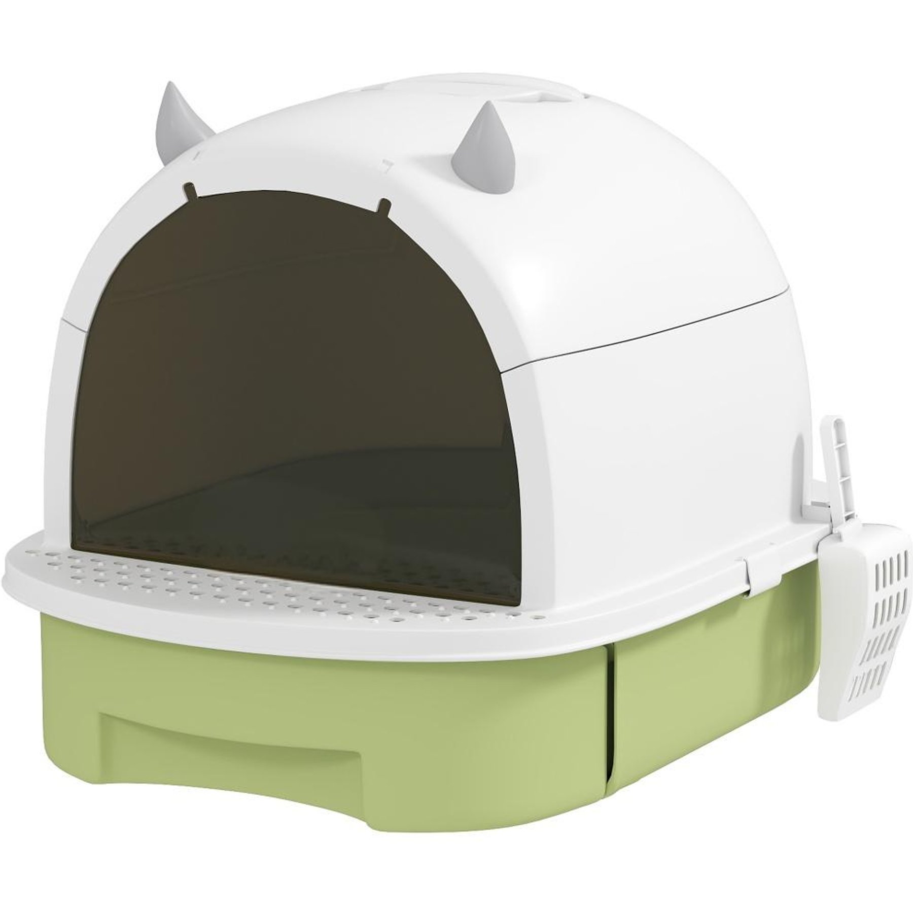 HOMLUX Covered Cat Litter Box with Lid, Drawer Tray, Scoop & Deodorizing Bags, Green