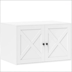 Zeus & Ruta Wooden Restroom End Table Cat Litter Box Enclosure, White