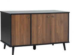 Cesicia Wooden Enclosed House Side Table Litter Box Enclosure with Hidden Plug & 3 Doors, Brown & Black slide 1 of 7