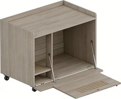 Zeus & Ruta Wooden House Side End Table Furniture Cat Litter Box Enclosure with Top Side Fence, Grey