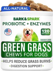 Bark&Spark Grass Burn Spot Chews for Dogs & Urine Neutralizer & Grass Saver with Probiotics & Digestive Enzymes Chew Supplement for Dog, 120 count
